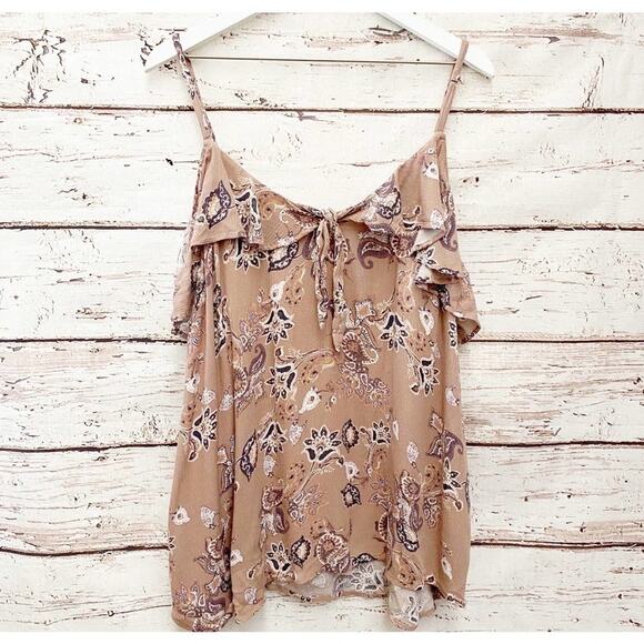 TORRID Walnut Paisley Gauze Cold Shoulder Top Sz 1 - Picture 3 of 8